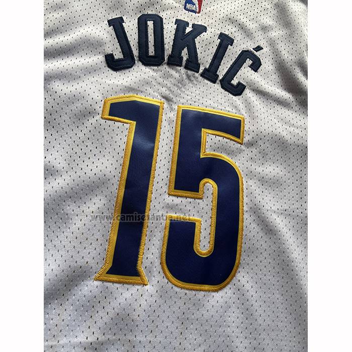 Camiseta Denver Nuggets Nikola Jokic NO 15 Mitchell & Ness 2016-17 Blanco